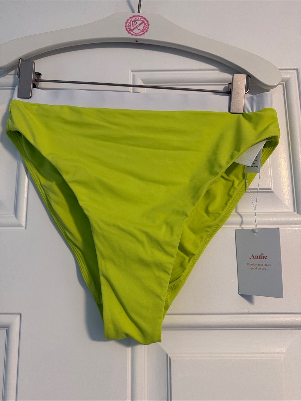 Andie Neon Lime High-Leg Bikini Bottom “The Banded Cheeky Bottom”